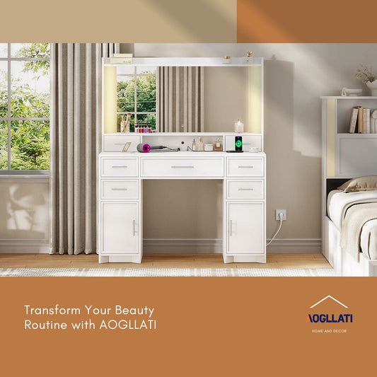 AOGLLATI Makeup Vanity Desk: The Ultimate Beauty Station for Creators