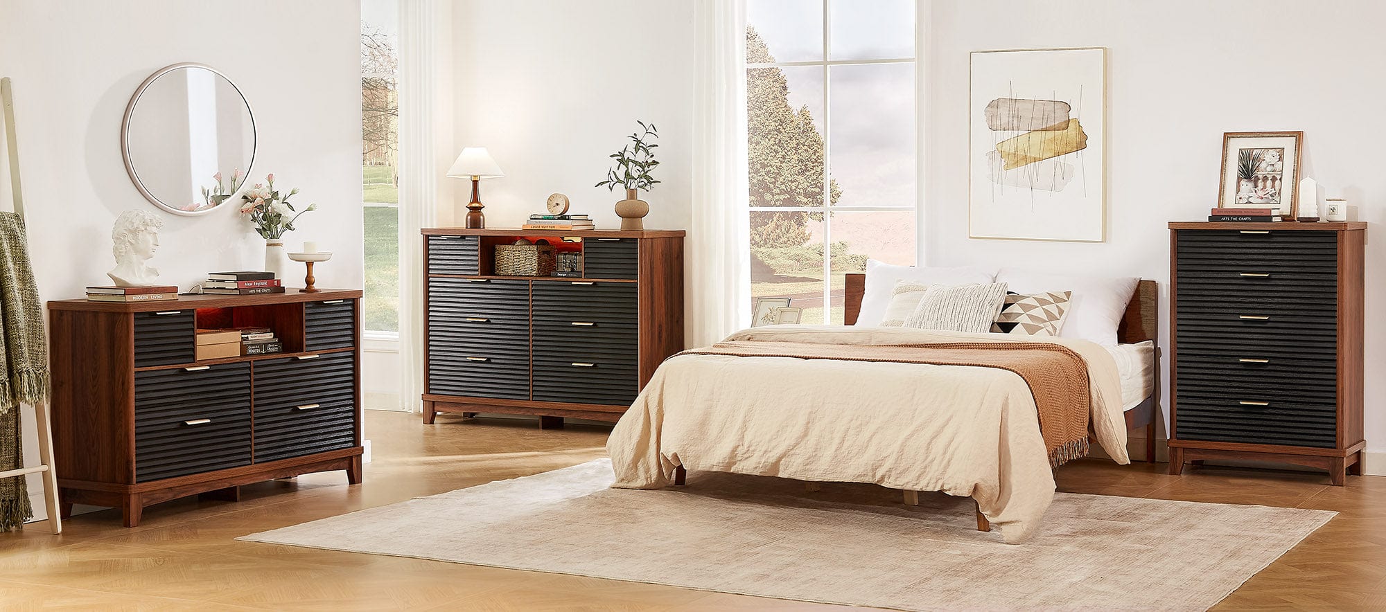 Aogllati Slanted Louvre Design Dressers for Bedroom