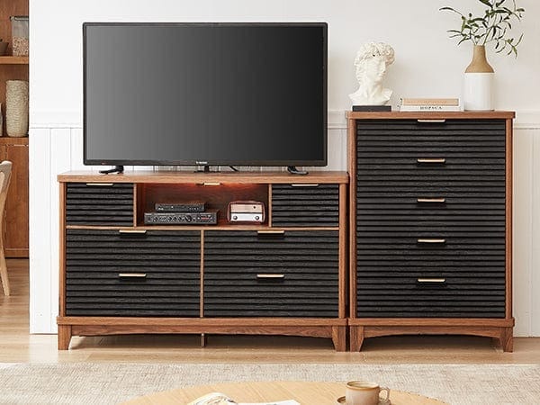 Aogllati Slanted Louvre Design Wooden Tall and Wide Dressers