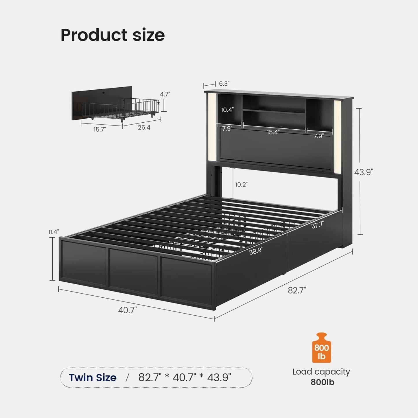 AOGLLATI Bed Frame 3 Color- Lightbox Bed Frame