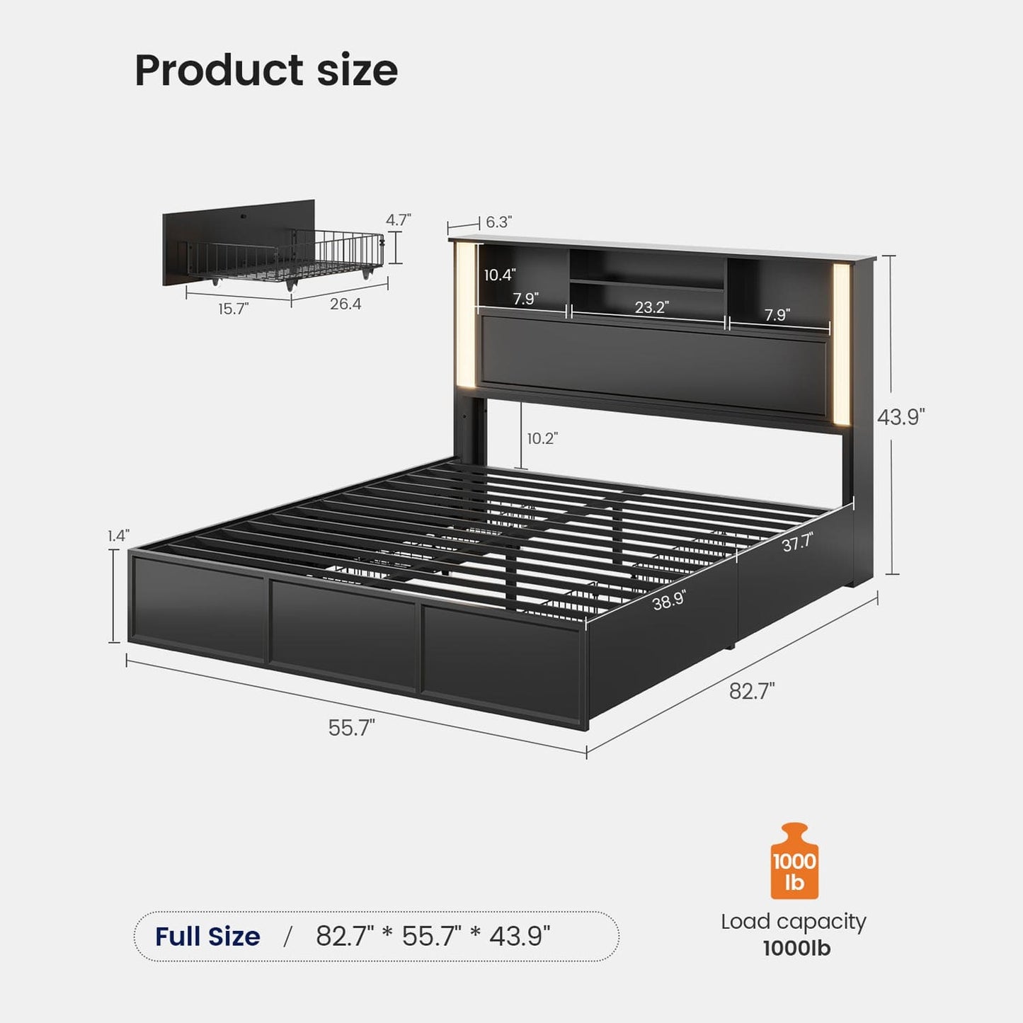 AOGLLATI Bed Frame 3 Color- Lightbox Bed Frame