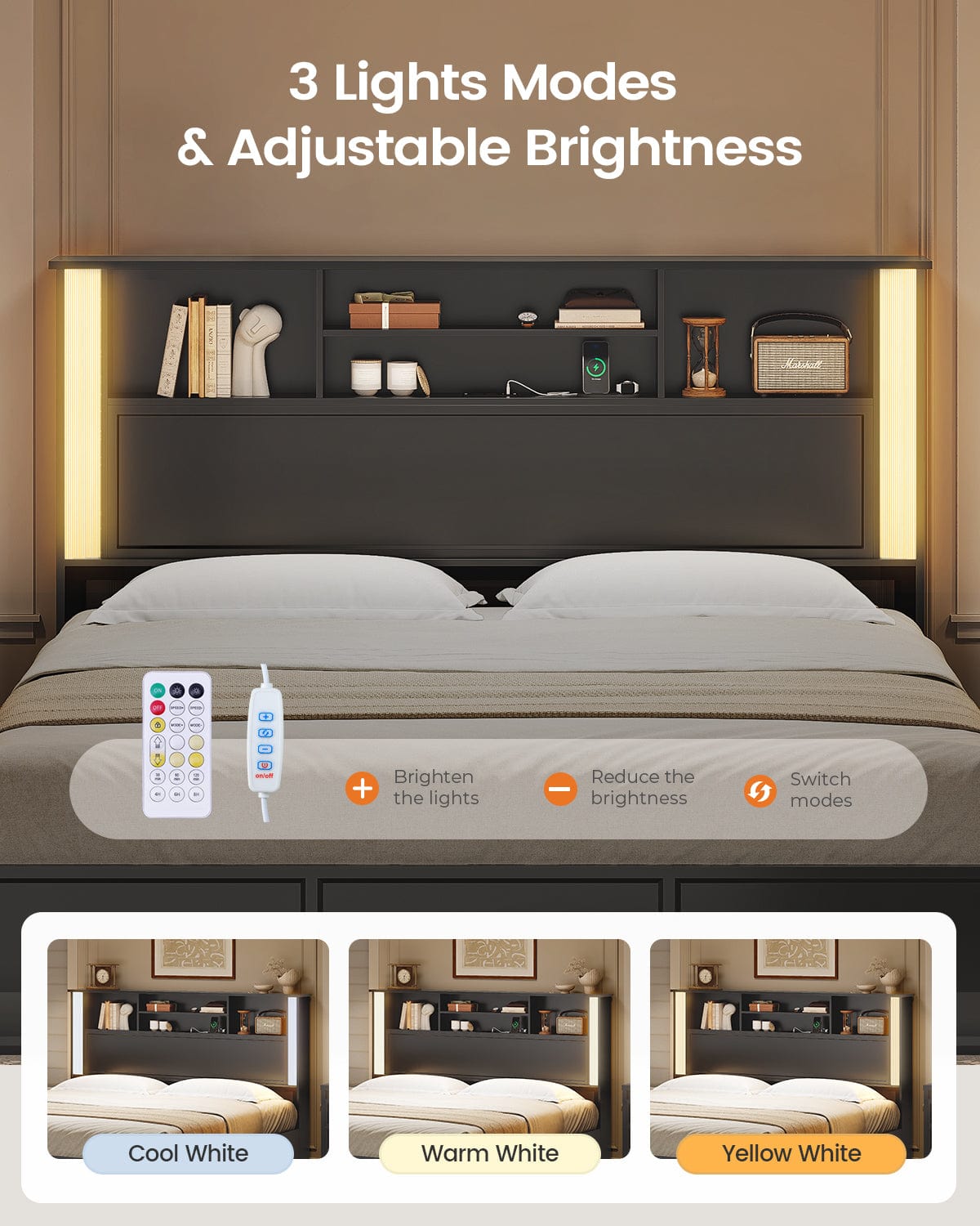 AOGLLATI Bed Frame 3 Color- Lightbox Bed Frame