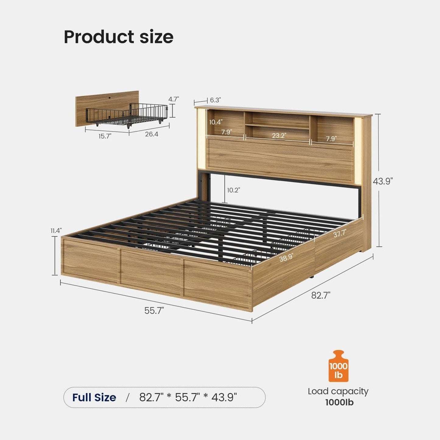 AOGLLATI Bed Frame 3 Color- Lightbox Bed Frame