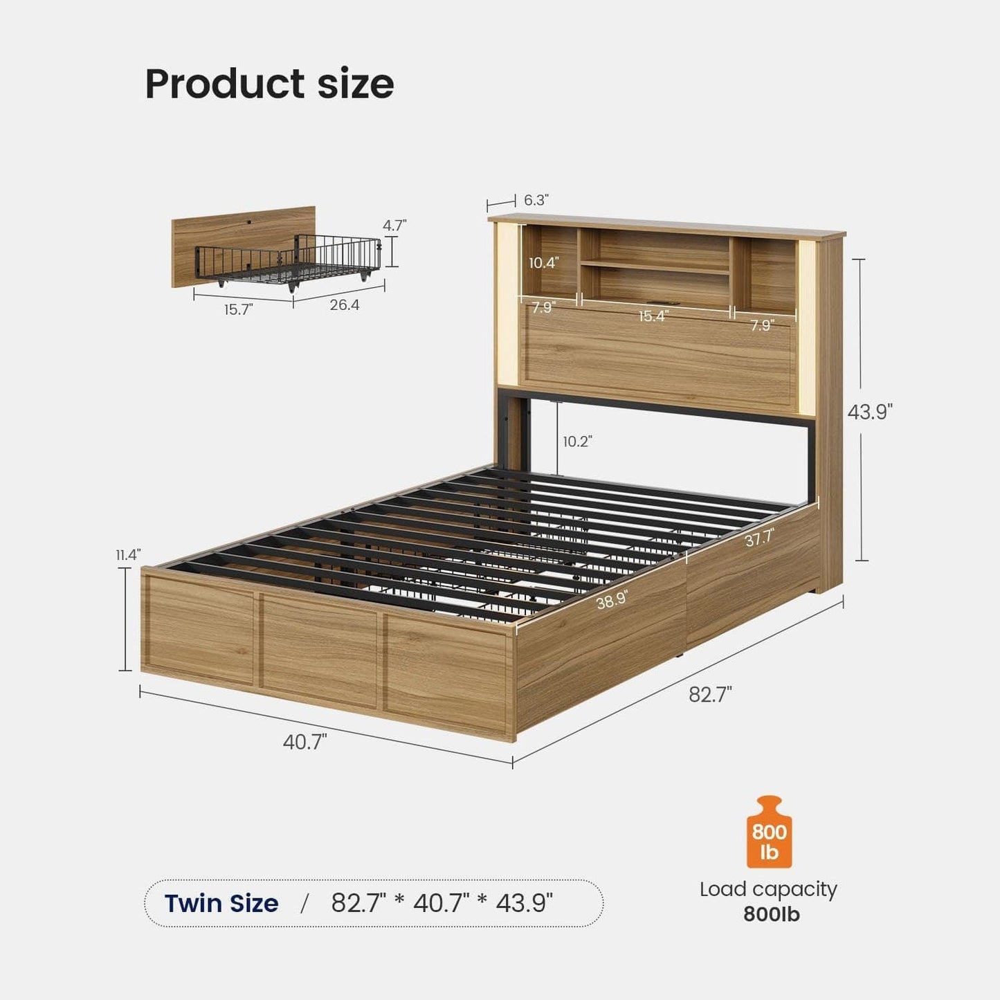 AOGLLATI Bed Frame 3 Color- Lightbox Bed Frame