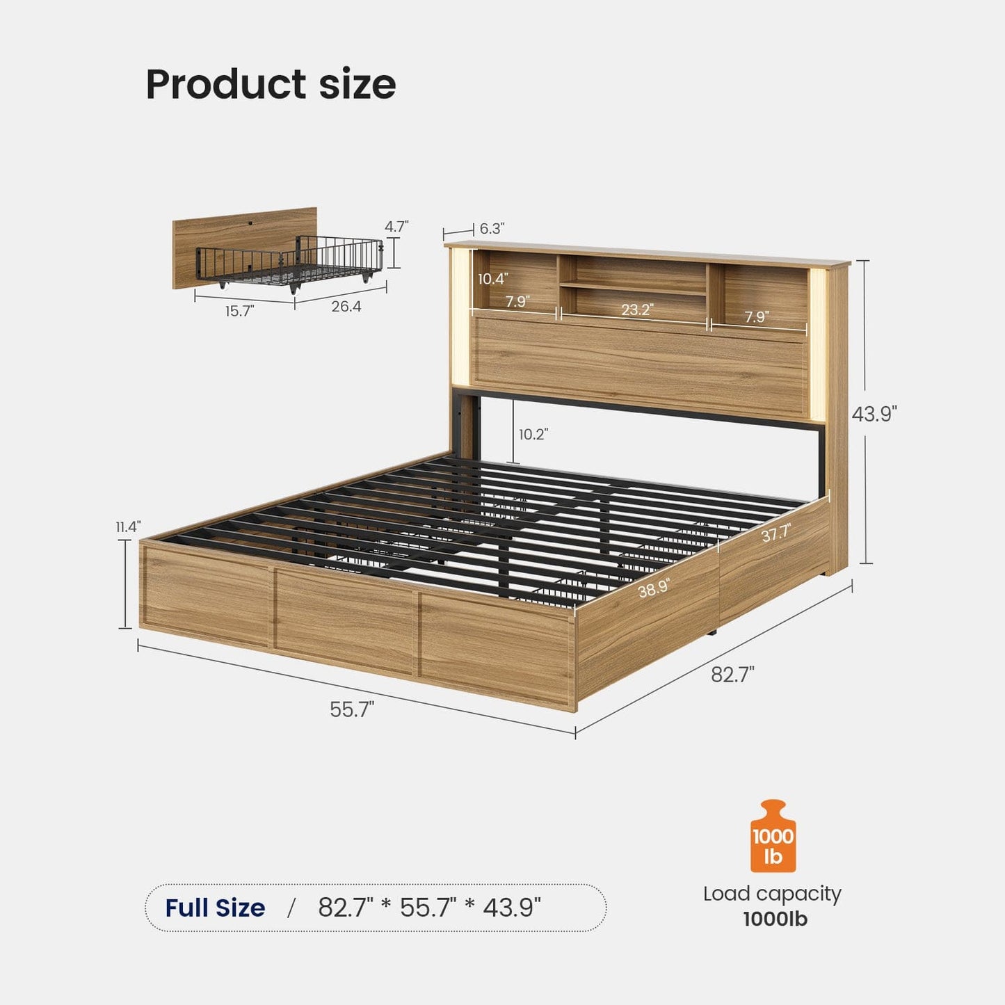 AOGLLATI Bed Frame 3 Color- Lightbox Bed Frame