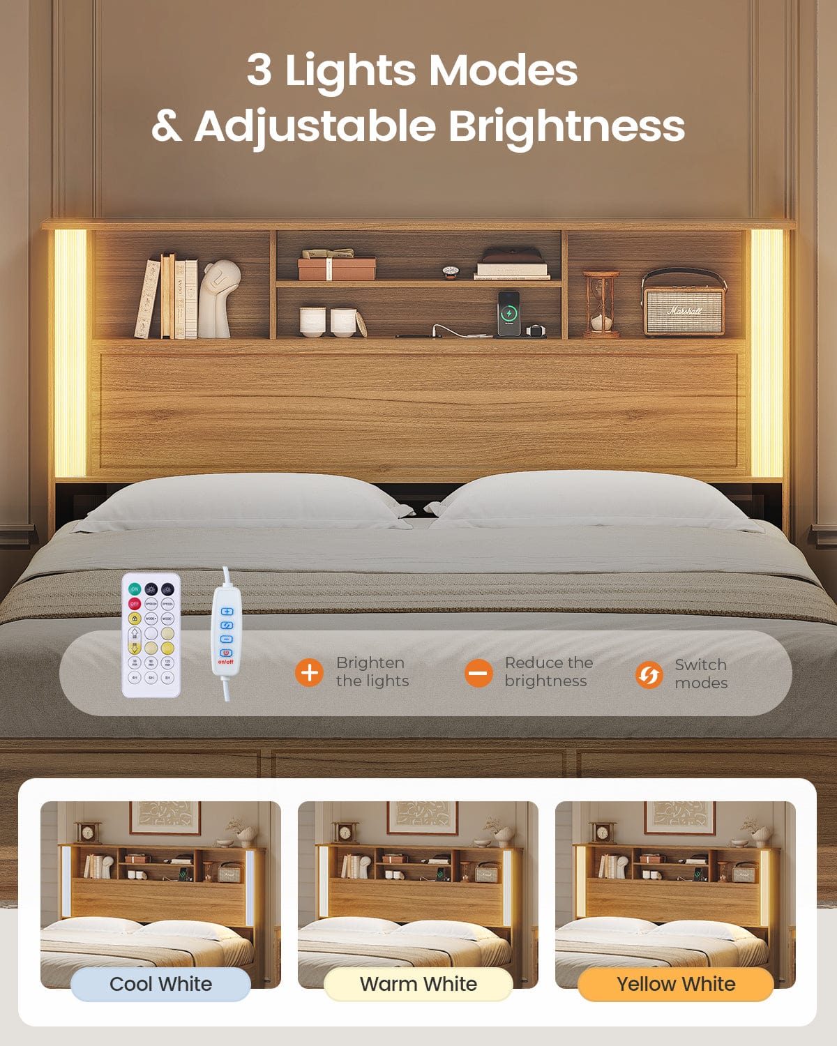 AOGLLATI Bed Frame 3 Color- Lightbox Bed Frame