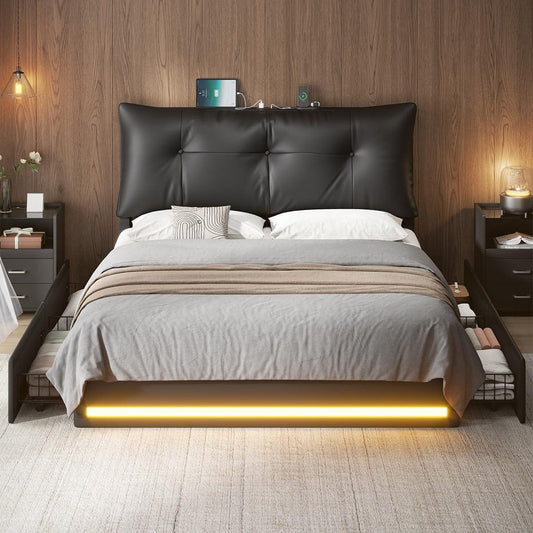 AOGLLATI Bed Frame Upholstered Bed Frame with Headboard