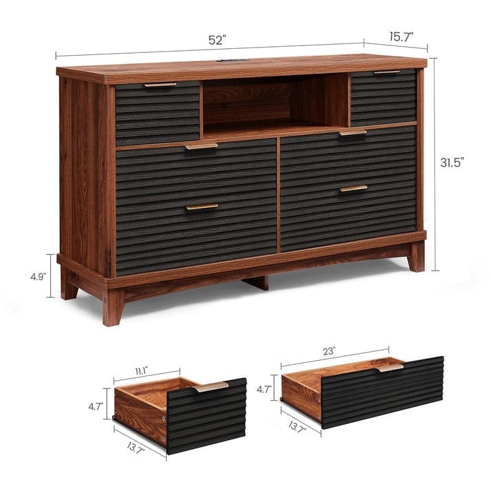 AOGLLATI Dresser Black / Engineered Wood / 8 Drawer Dresser Retro 8-Drawer Dresser Black