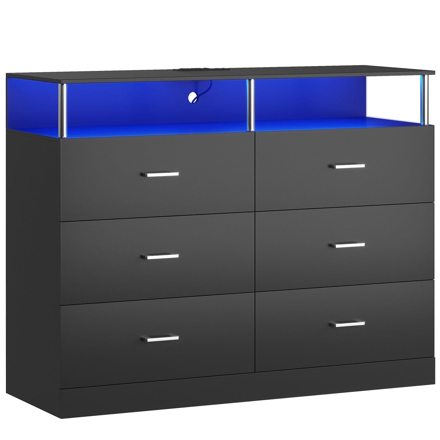 AOGLLATI Dresser Black / Engineered Wood / Modern AOGLLATI Dresser for Bedroom with 6 Drawers Black