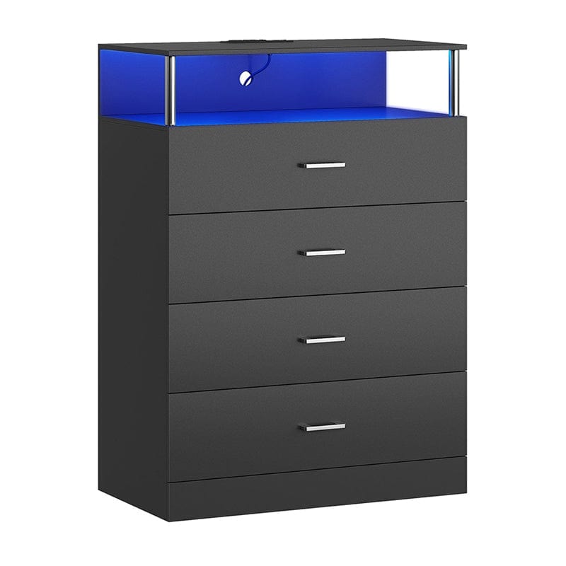 AOGLLATI Dresser Black / Engineered Wood / Modern Tall Column Dresser Black