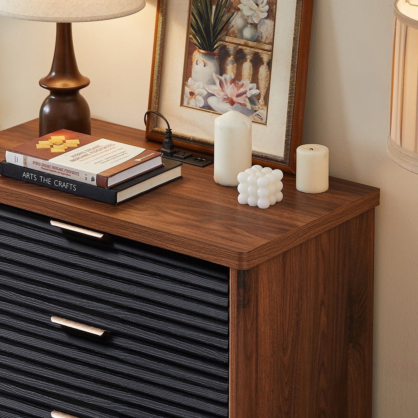 AOGLLATI Dresser Black / Engineered Wood / Retro AOGLLATI Retro Tall Dresser Black