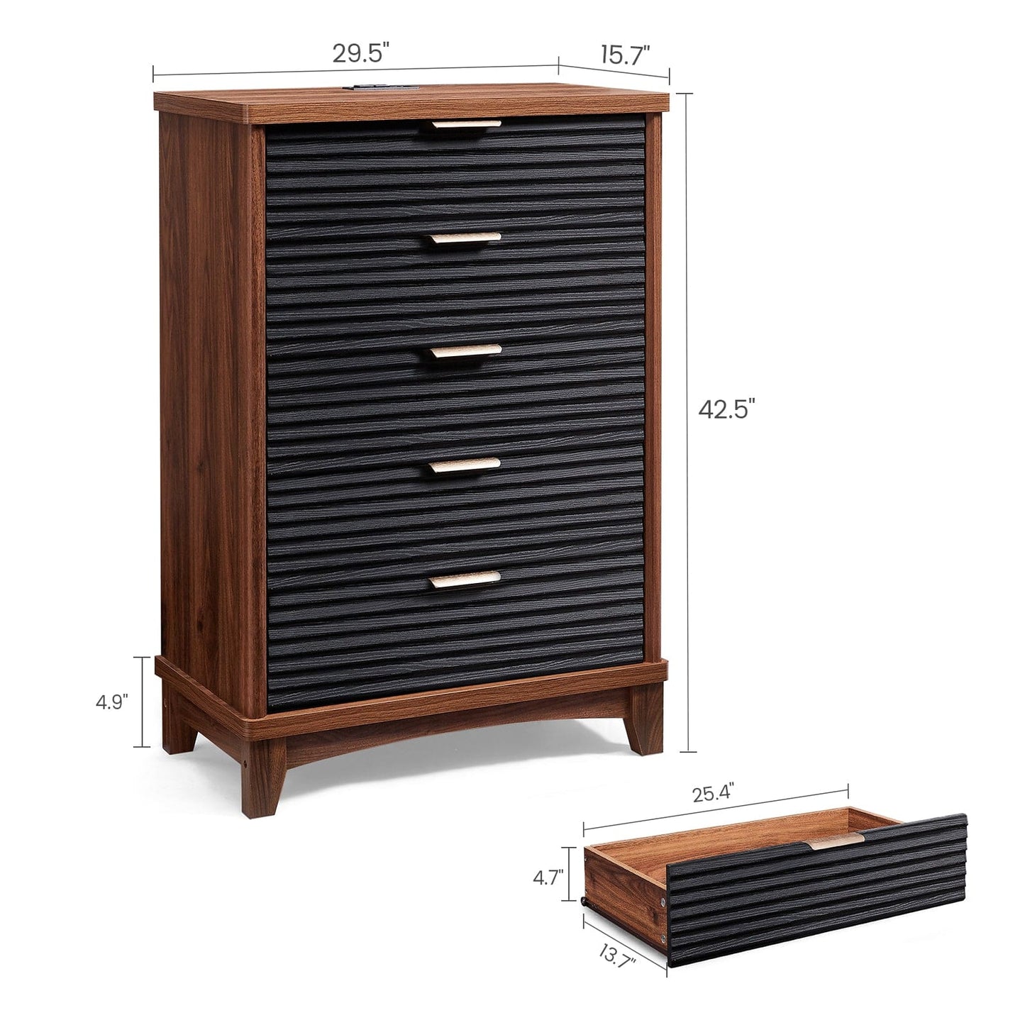 AOGLLATI Dresser Black / Engineered Wood / Retro AOGLLATI Retro Tall Dresser Black