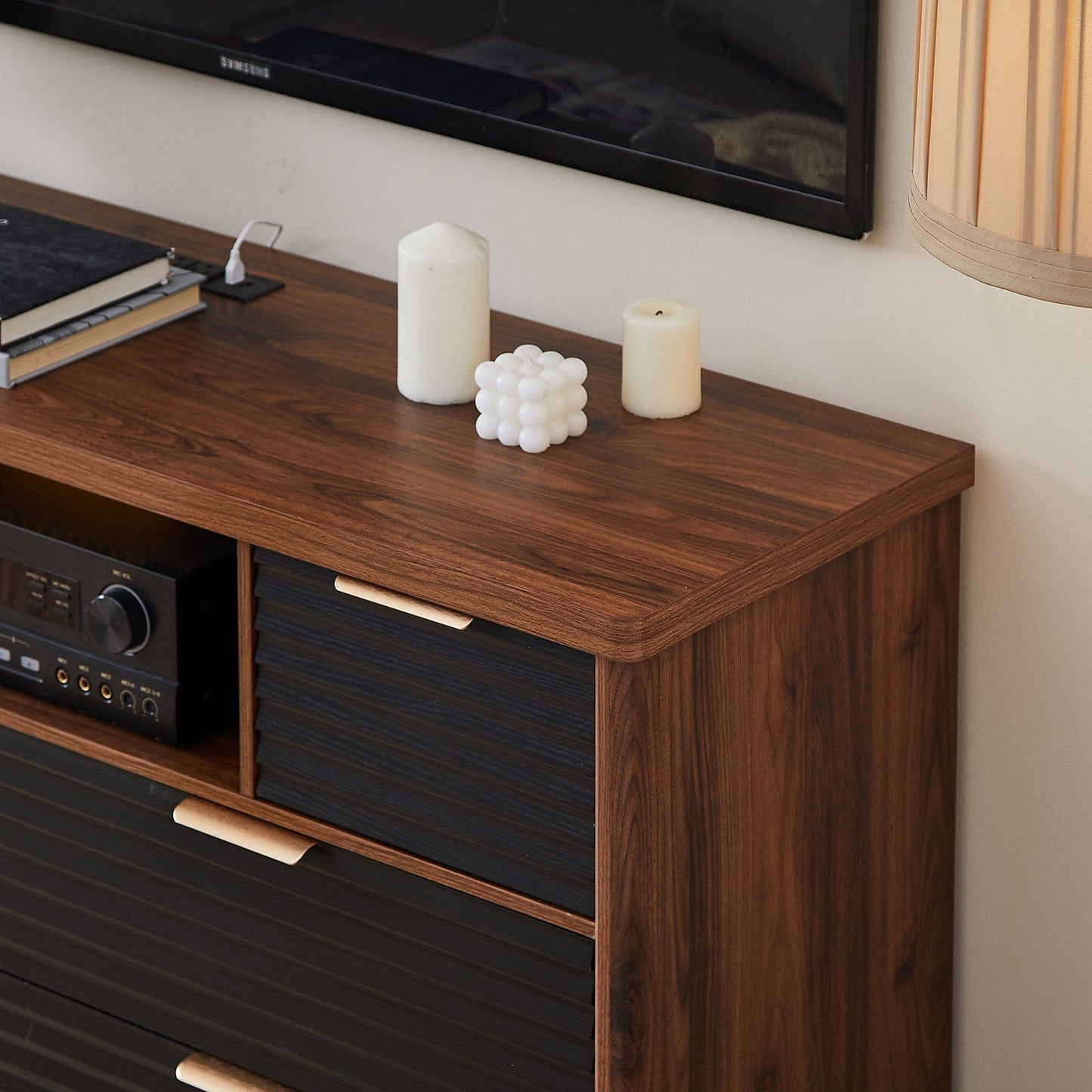AOGLLATI Dresser Black / Engineered Wood / Retro Retro 8 Drawers Dresser Black