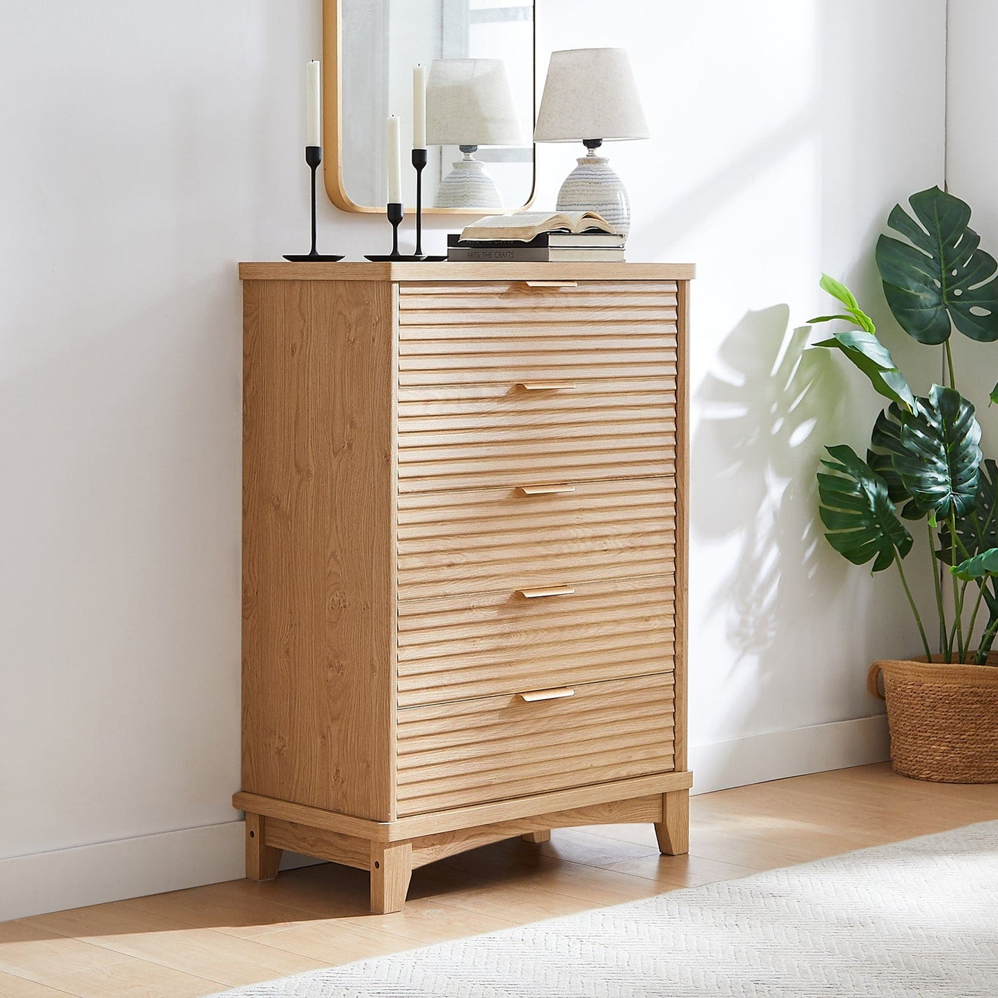 AOGLLATI Dresser Natural / Engineered Wood / Retro AOGLLATI Retro Tall Dresser