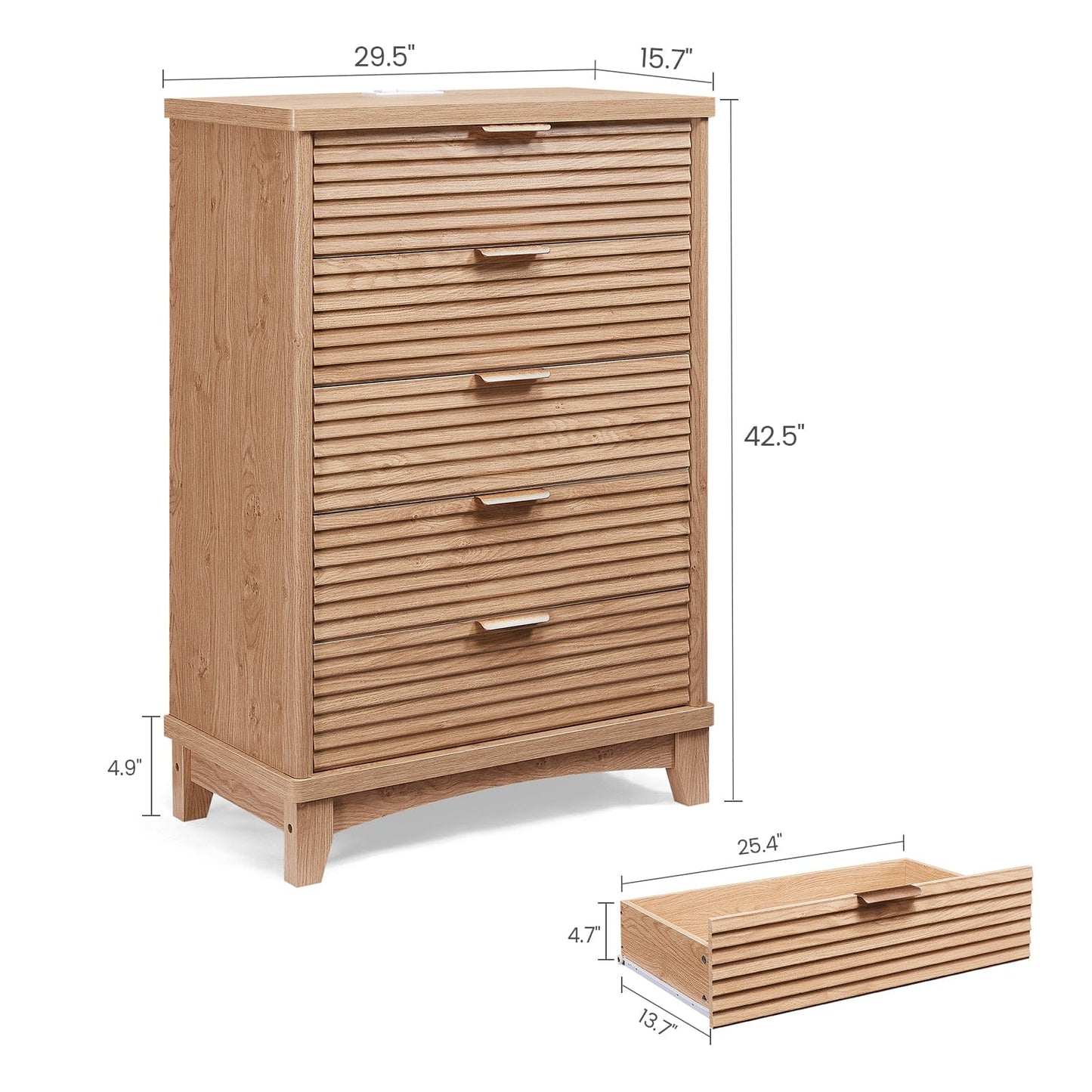 AOGLLATI Dresser Natural / Engineered Wood / Retro AOGLLATI Retro Tall Dresser