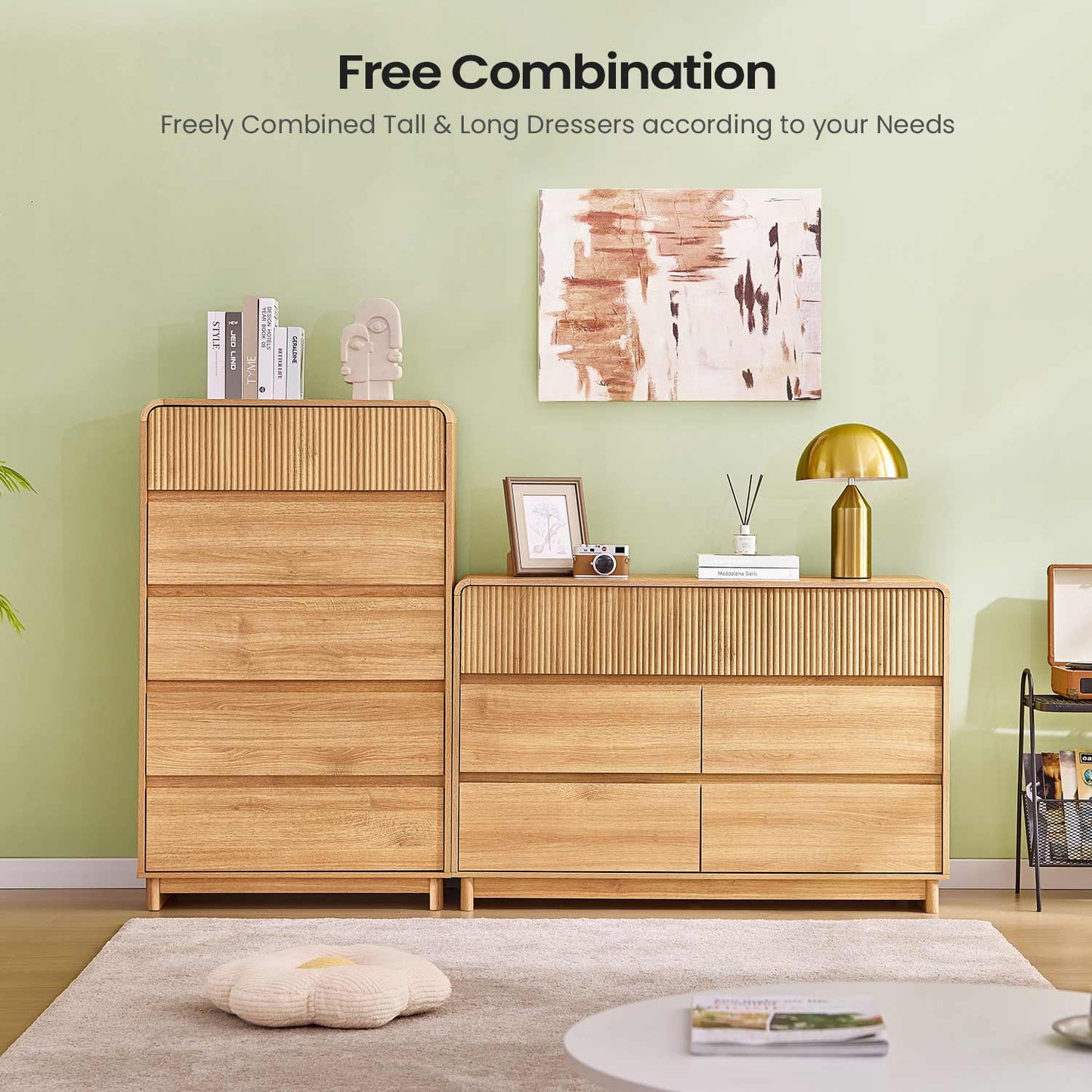 AOGLLATI Dresser Wood / Engineered Wood / Modern Mid Century Modern 5-Drawer Dresser Wood