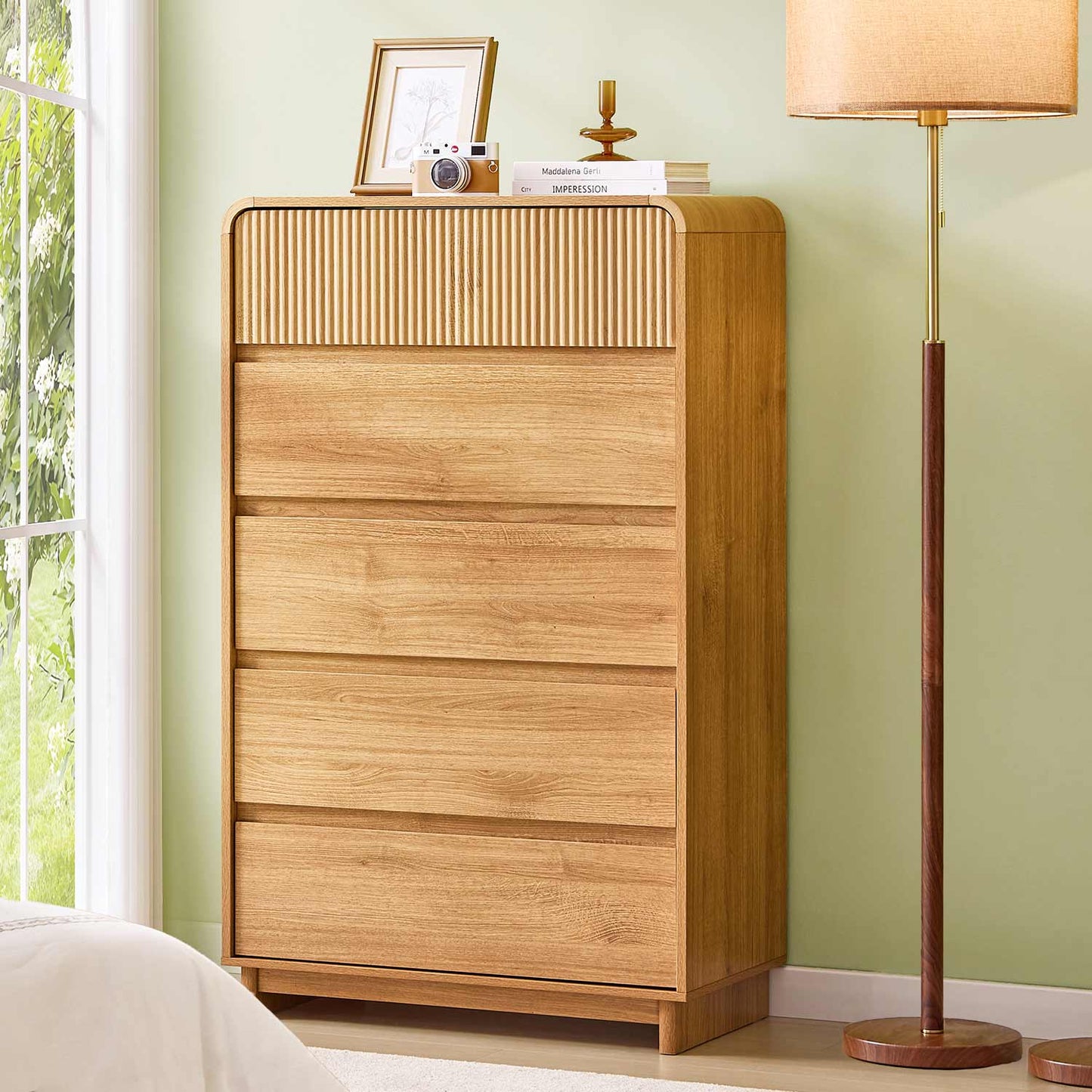 AOGLLATI Dresser Wood / Engineered Wood / Modern Mid Century Modern 5-Drawer Dresser Wood