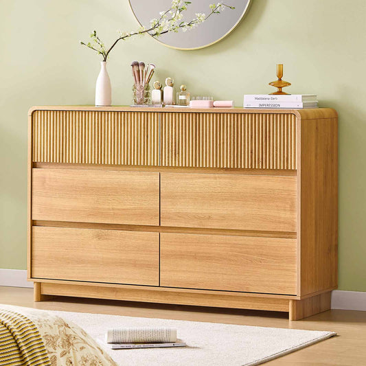 AOGLLATI Dresser Wood / Engineered Wood / Modern Mid Century Modern 6-Drawer Dresser Wood