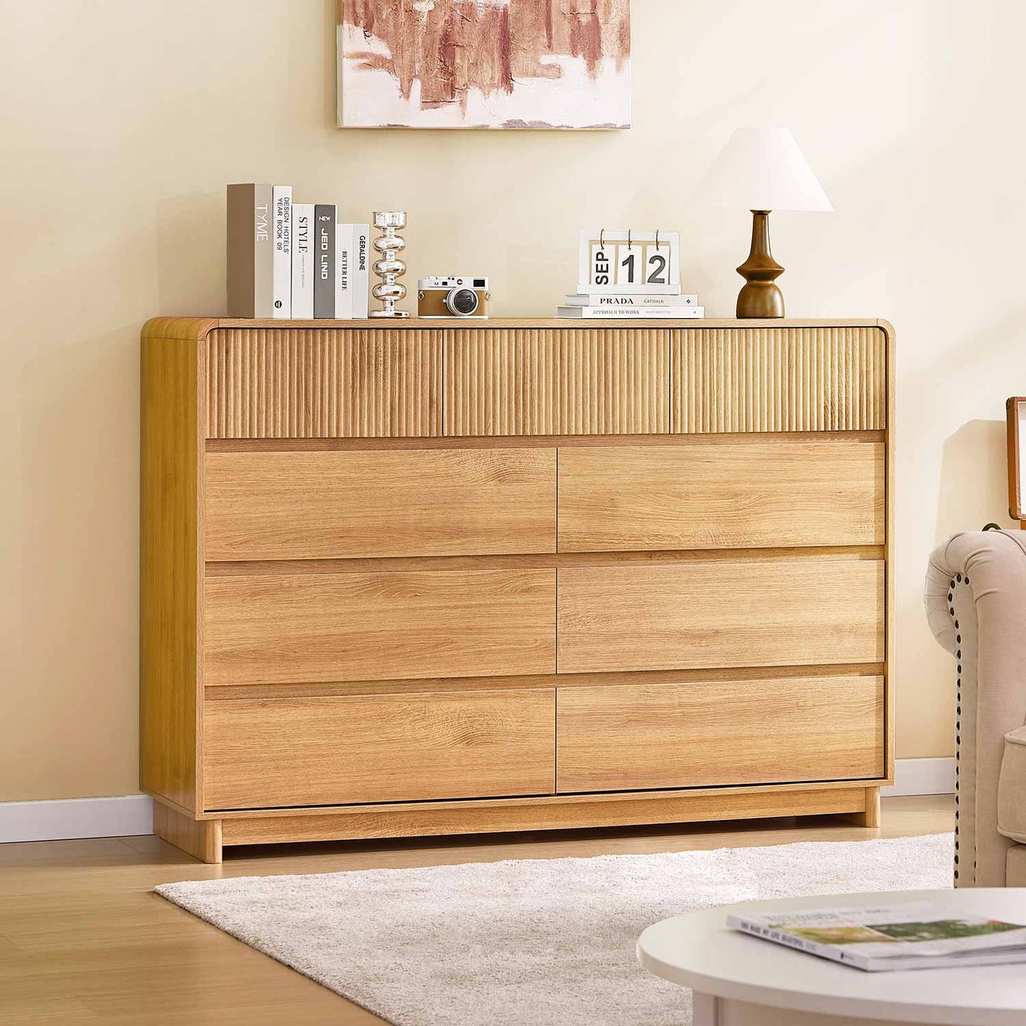 AOGLLATI Dresser Wood / Engineered Wood / Modern Mid Century Modern 9-Drawer Dresser Wood