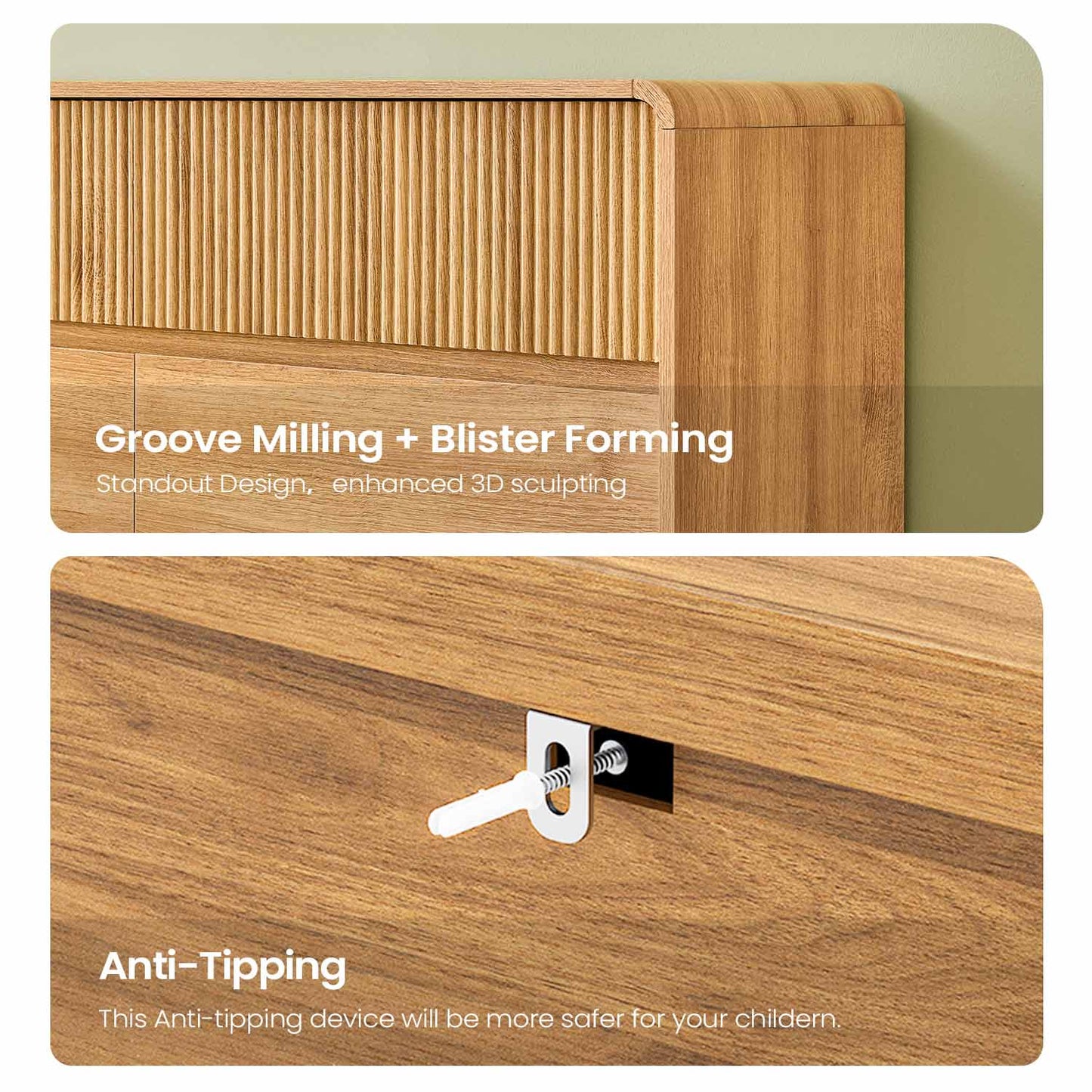 AOGLLATI Dresser Wood / Engineered Wood / Modern Mid Century Modern 9-Drawer Dresser Wood