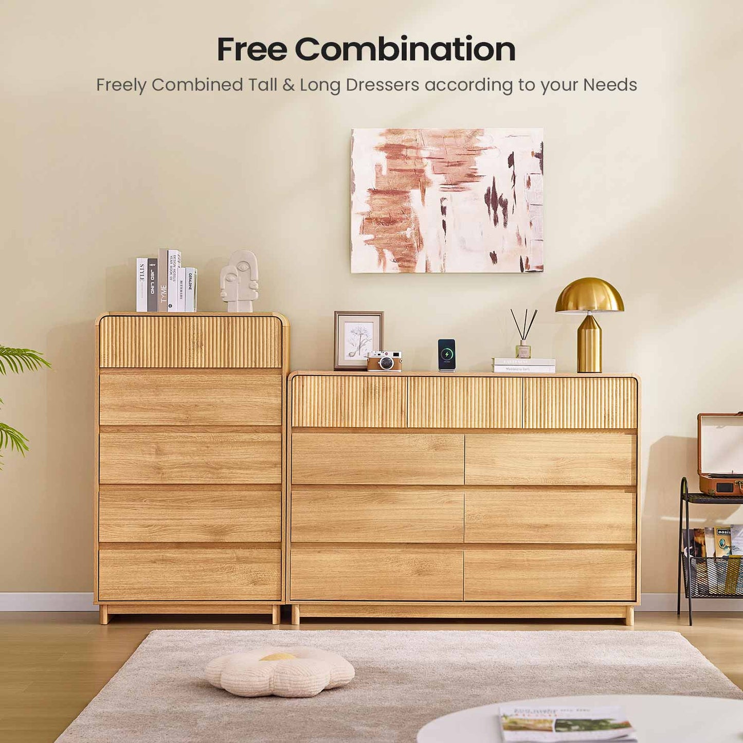AOGLLATI Dresser Wood / Engineered Wood / Modern Mid Century Modern 9-Drawer Dresser Wood