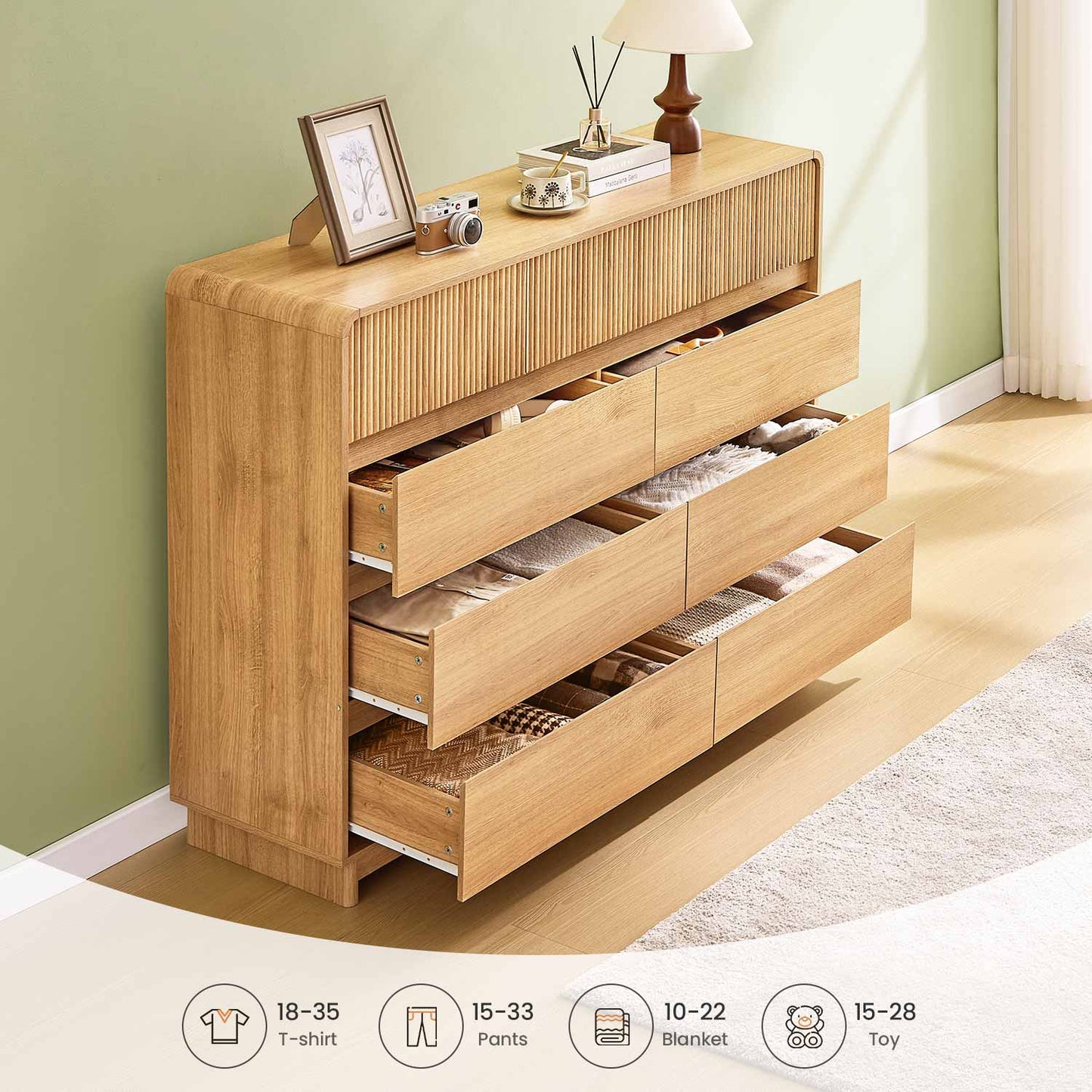 AOGLLATI Dresser Wood / Engineered Wood / Modern Mid Century Modern 9-Drawer Dresser Wood
