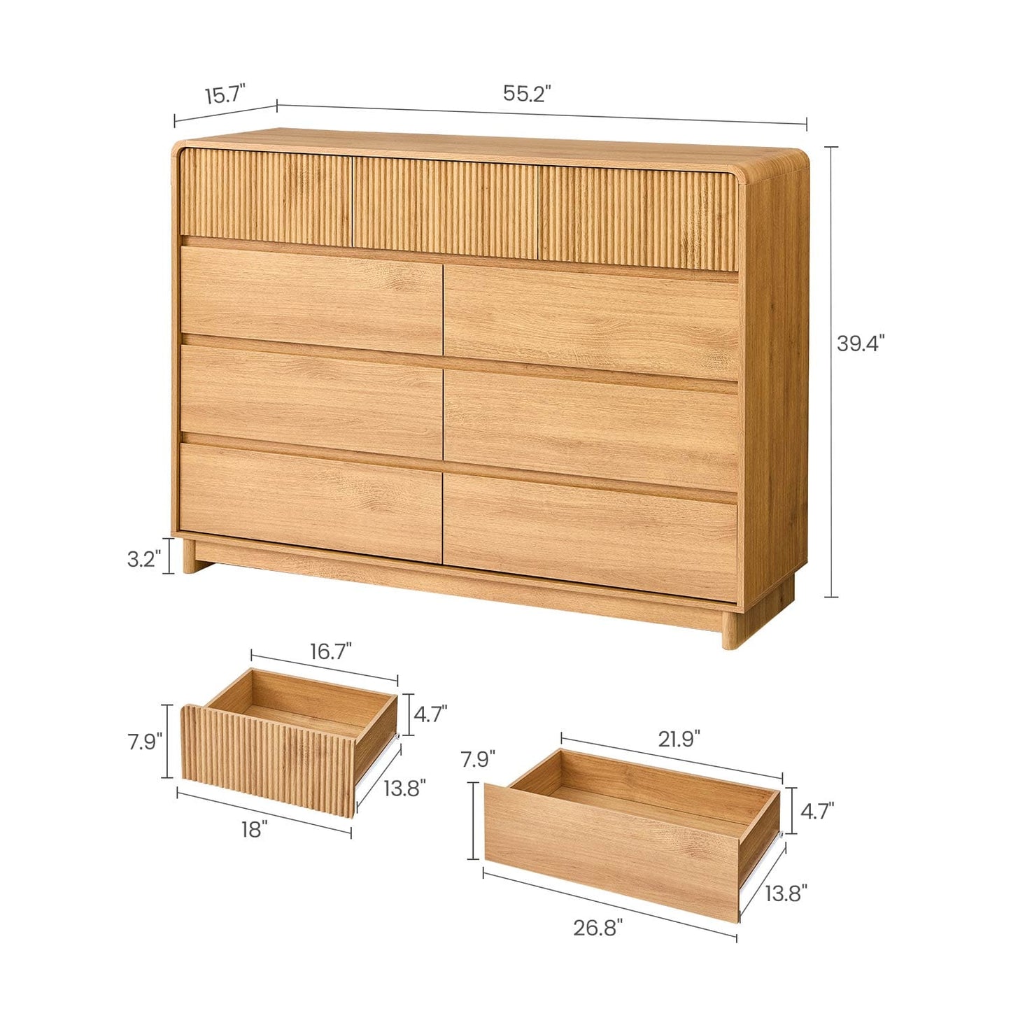 AOGLLATI Dresser Wood / Engineered Wood / Modern Mid Century Modern 9-Drawer Dresser Wood