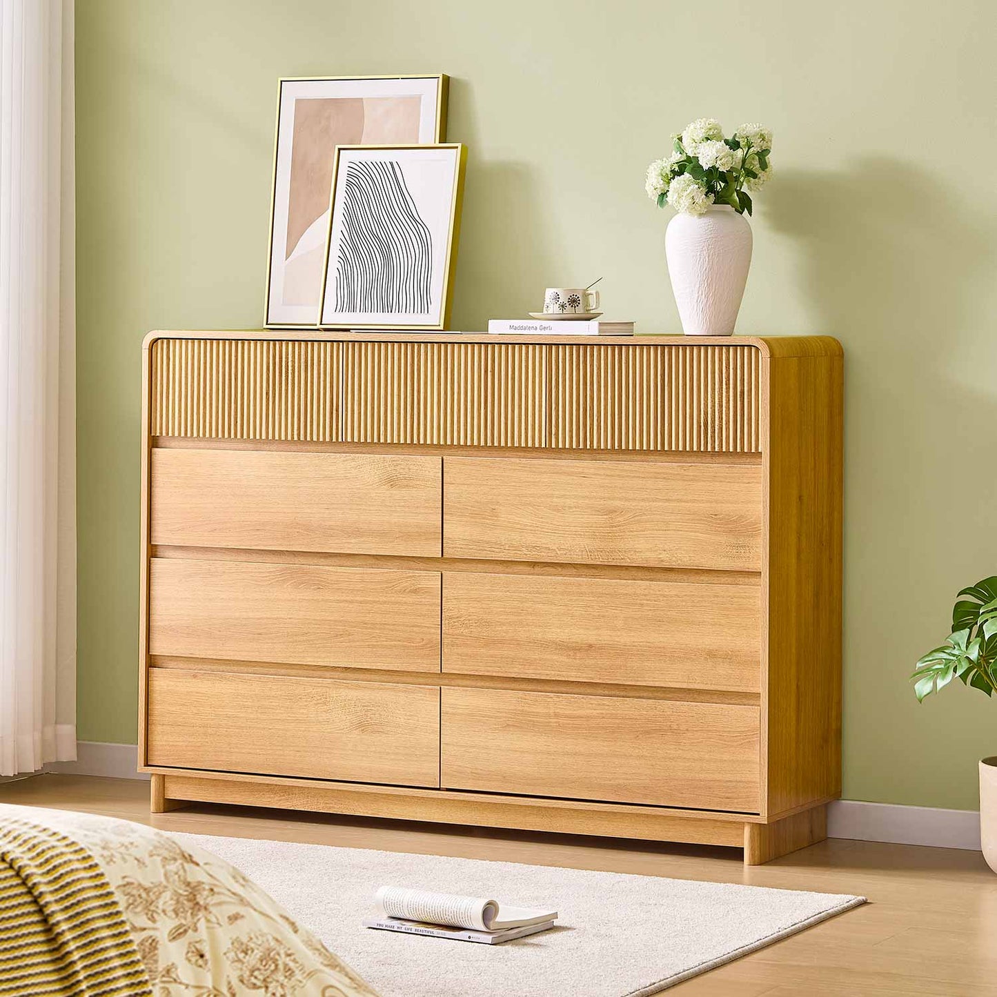 AOGLLATI Dresser Wood / Engineered Wood / Modern Mid Century Modern 9-Drawer Dresser Wood