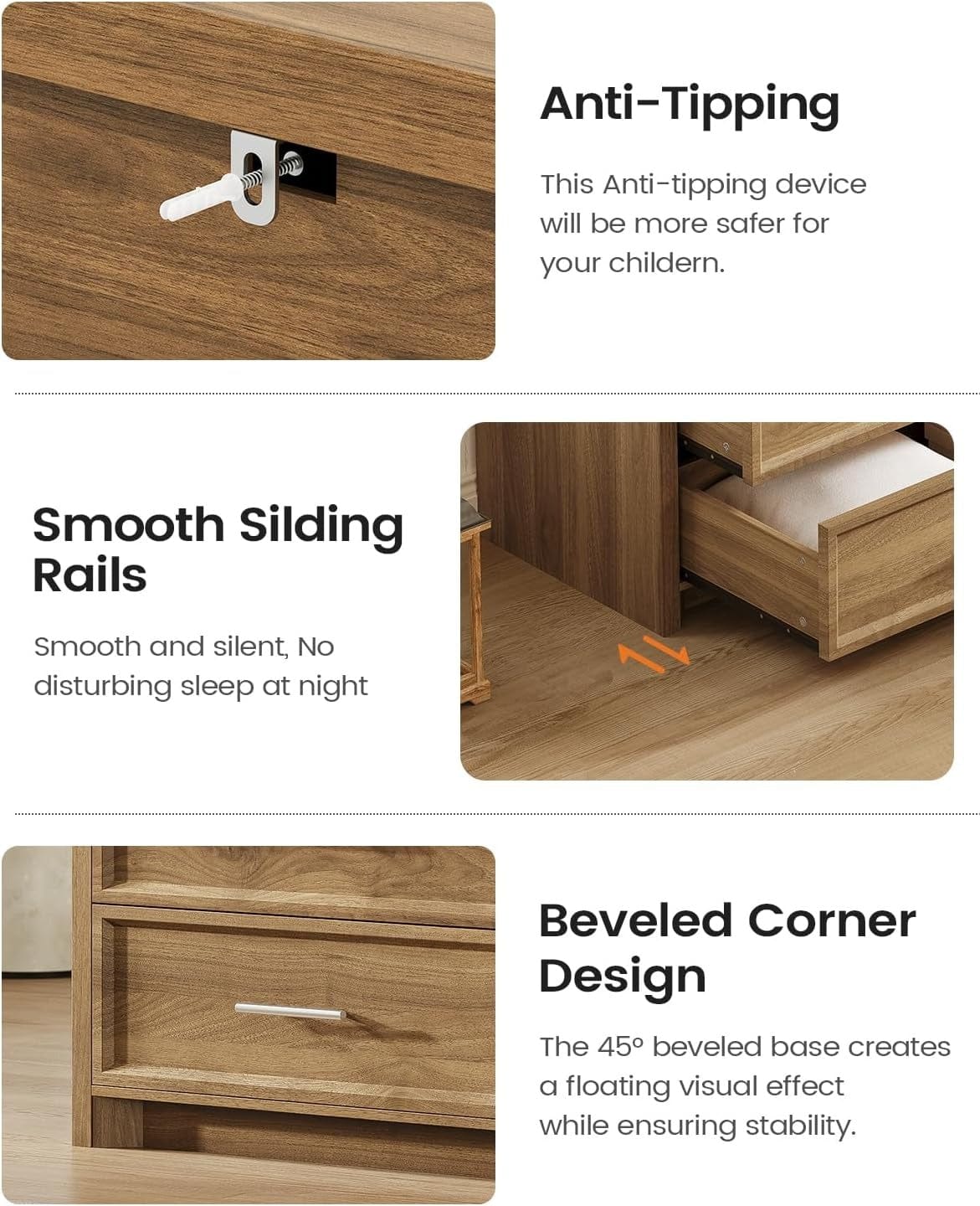 AOGLLATI Dresser Wood / Engineered Wood / Modern Wood Tall Dresser with Lightbox