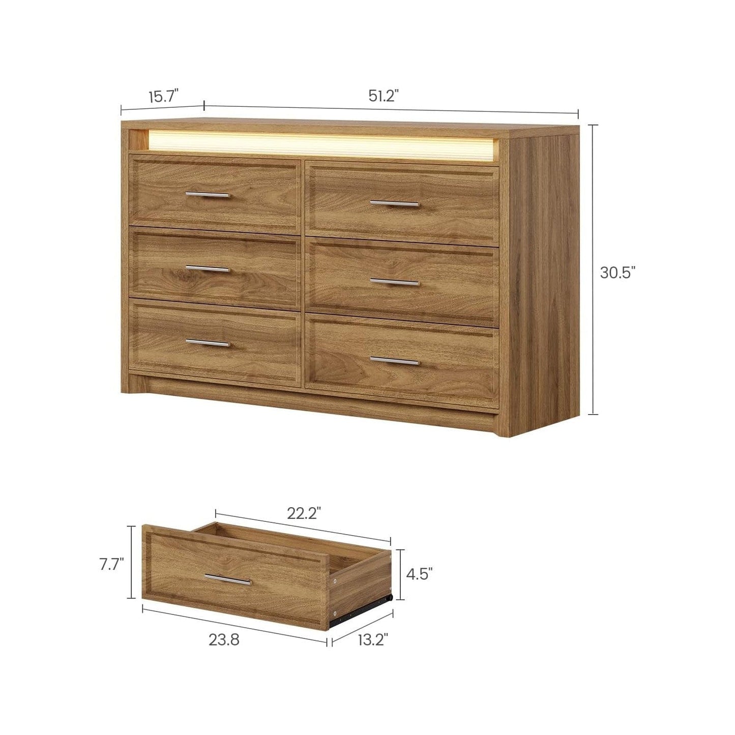 AOGLLATI Dresser Wood / Engineered Wood / Modern Wood Wide Dresser with Lightbox