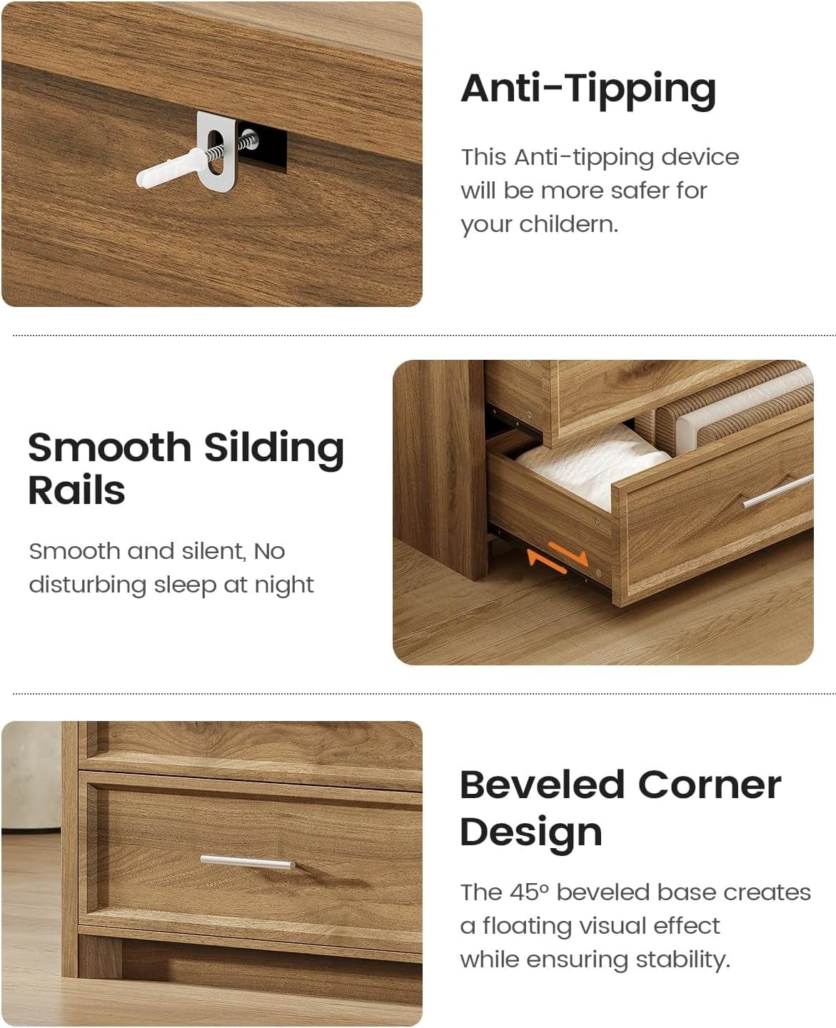 AOGLLATI Dresser Wood / Engineered Wood / Modern Wood Wide Dresser with Lightbox
