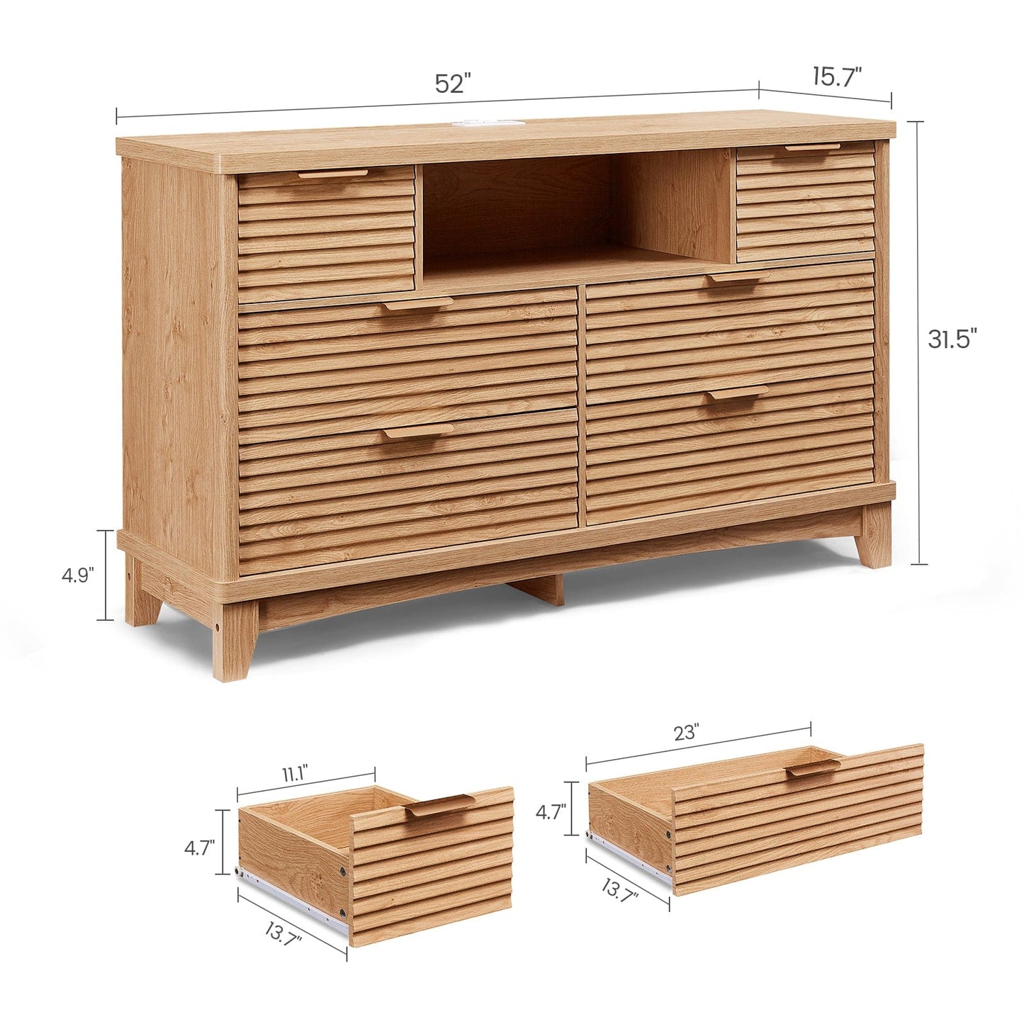 AOGLLATI Dresser Wood / Engineered Wood / Retro Retro 6 Drawers Dresser Wood