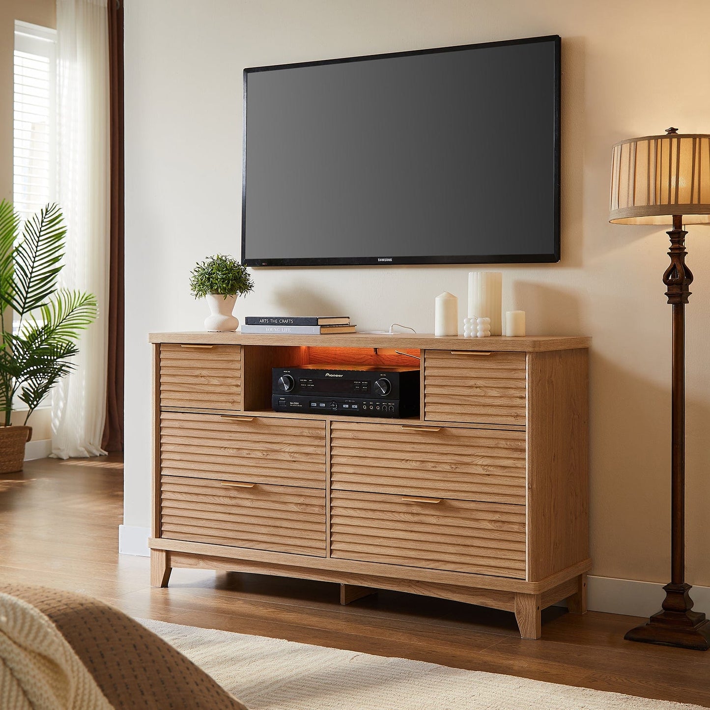 AOGLLATI Dresser Wood / Engineered Wood / Retro Retro 6 Drawers Dresser Wood