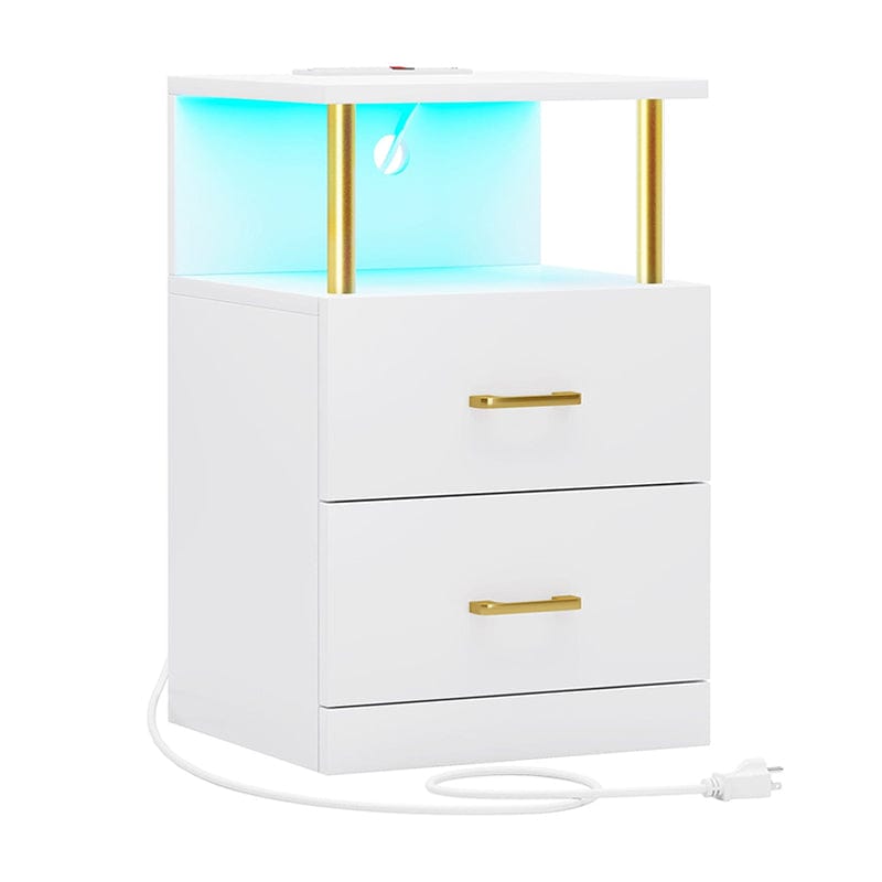 AOGLLATI Nightstands White / Engineered Wood / Modern Column Design Nightstand White