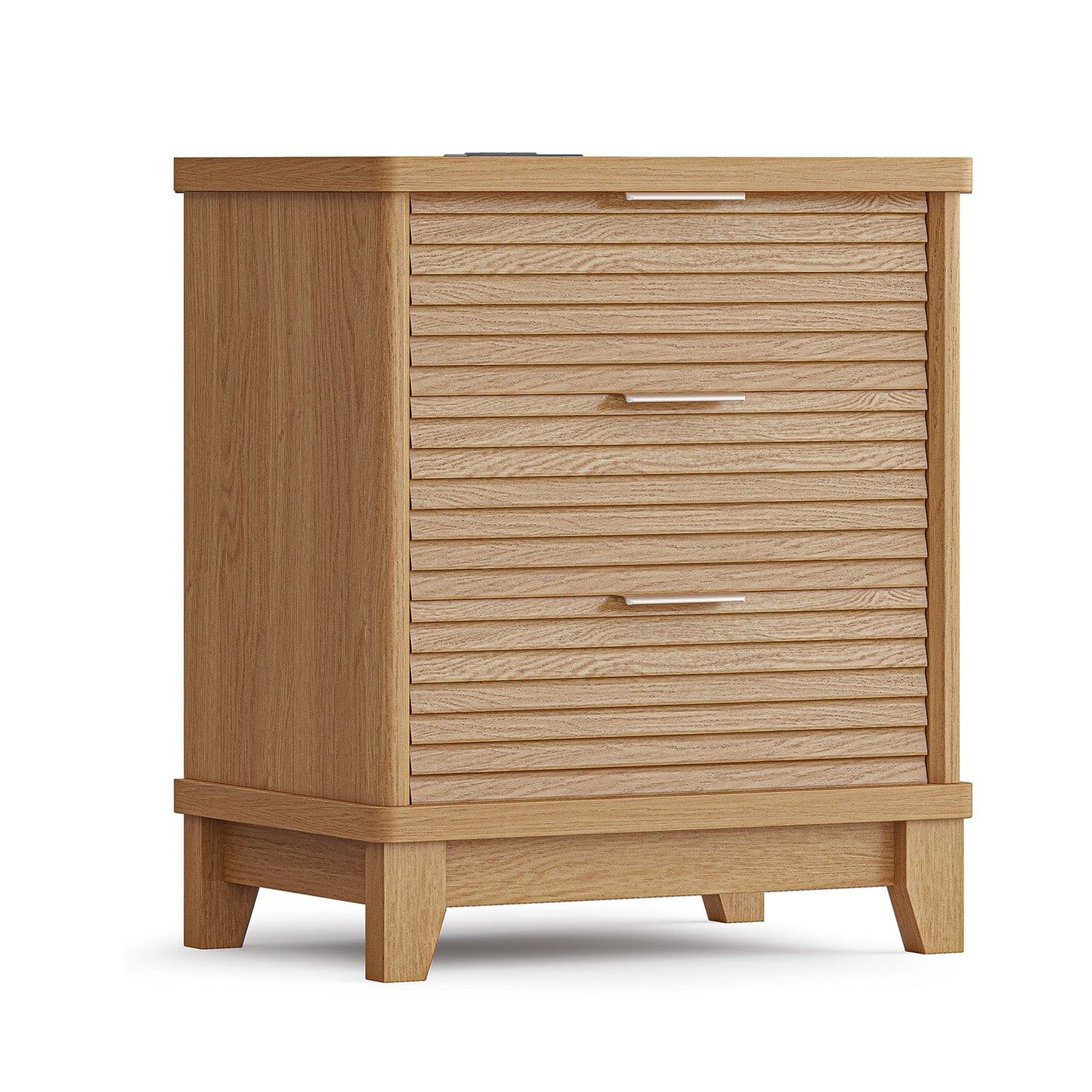 AOGLLATI Nightstands Wood / Engineered Wood / Mid-Century Modern Slanted Louvered Design Nightstand