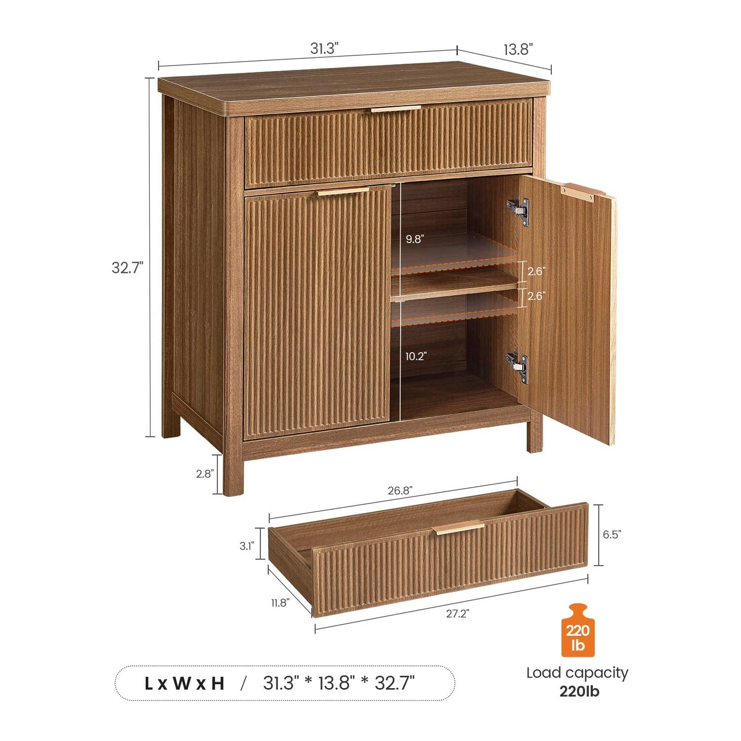 AOGLLATI Storage Cabinet Wood / Drawers / Engineered Wood Sideboard Buffet Storage Cabinet with Drawers Wood