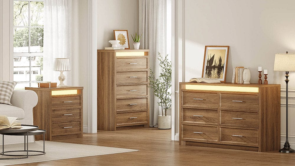 Nightstand and tall dresser and long dresser