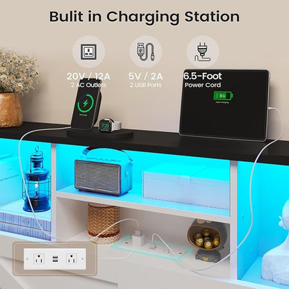 AOGLLATI Bed Frame with 4 Storage Drawers and Charging Station Farmhouse Wooden Led Twin Bed with Storage and Metal Slats