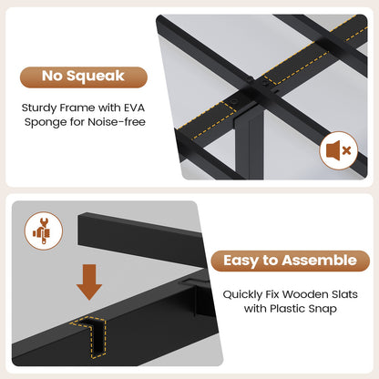 AOGLLATI King Bed Frame with 4 Storage Drawers and Charging Station Bed Frames with Stylish Bookcase Headboard and LED Lights