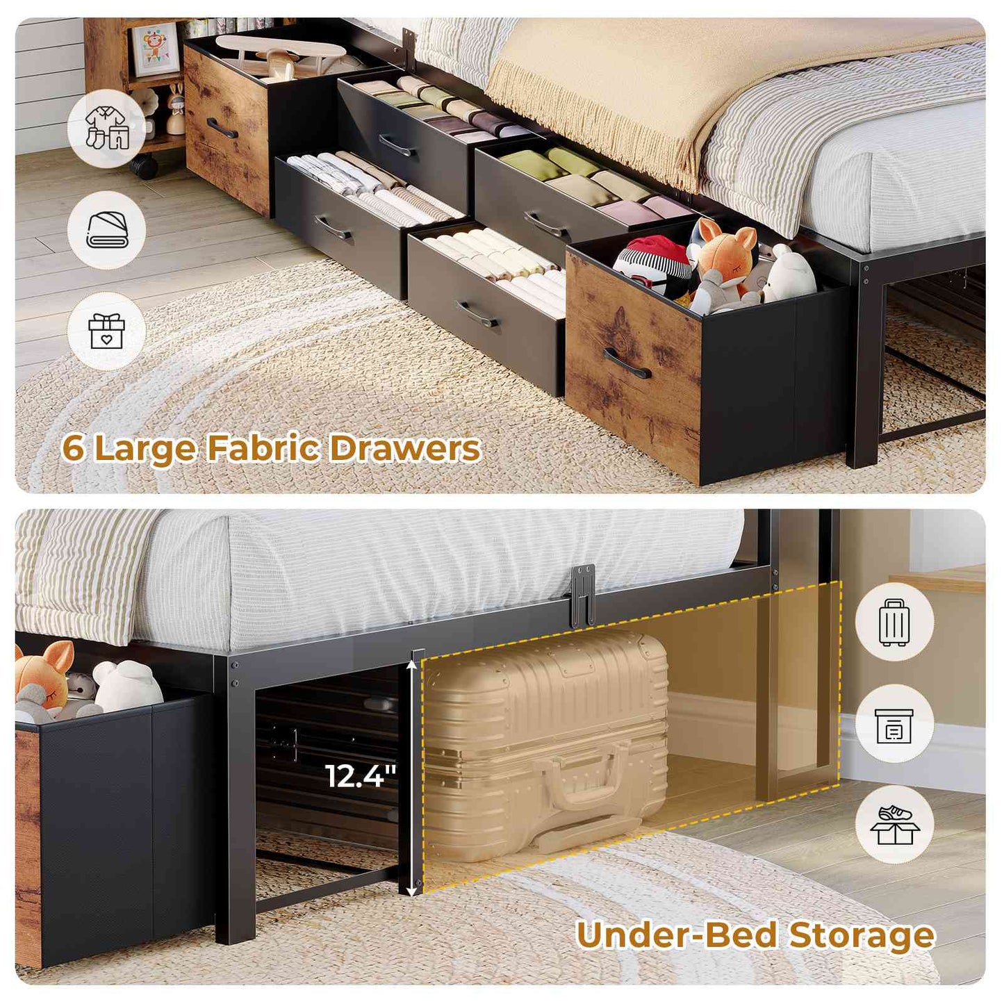 AOGLLATI Twin Corner Bed Frame with Bookcase and Hidden Storage Daybed with Charging Station and Led Lights for Kids Teens