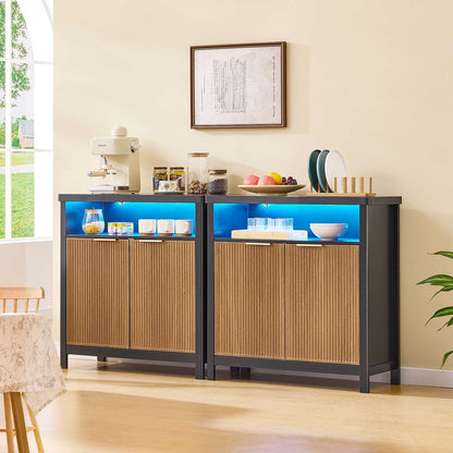 AOGLLATI Sideboard Storage Cabinet Buffet Table with Storage & Led Lights Coffee Bar Cabinet for Kitchen Entryway Living Room