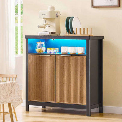 AOGLLATI Sideboard Storage Cabinet Buffet Table with Storage & Led Lights Coffee Bar Cabinet for Kitchen Entryway Living Room