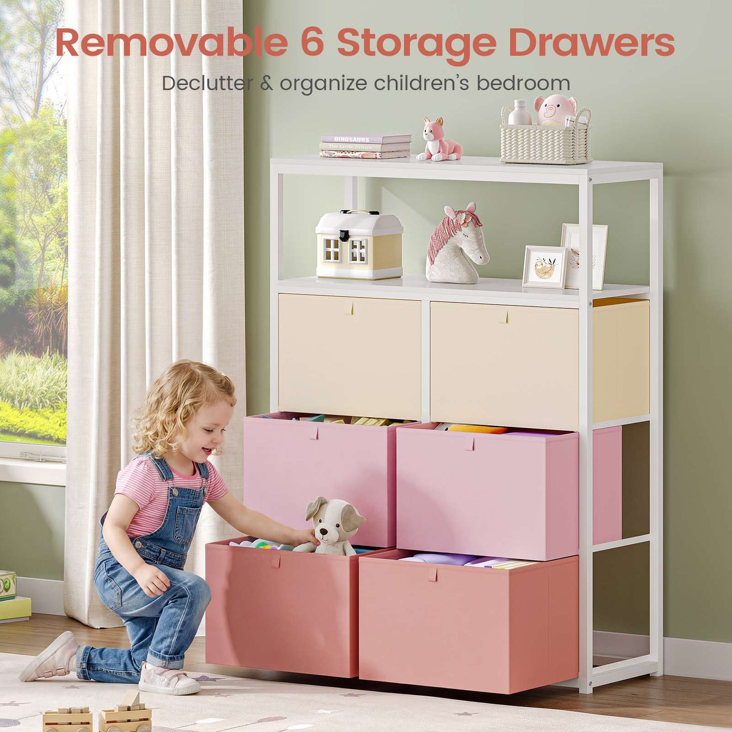 AOGLLATI Bunk Bed with 6 Storage Drawers and Bedside Storage for Kids Teens Metal Led Loft Bed Twin Over Twin with Safety Guardrails for Small Space