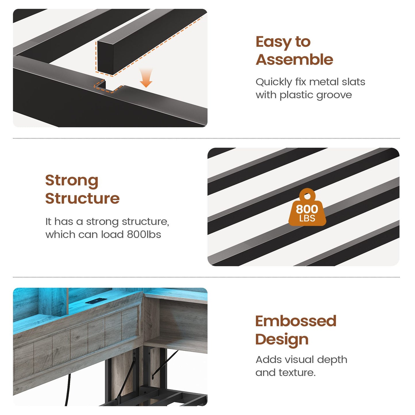 AOGLLATI Full Corner Bed Frame with Storage Drawers and Bookcase Hidden Headboard Farmhouse Led Wood Daybed with Charging Station for Kids Teens