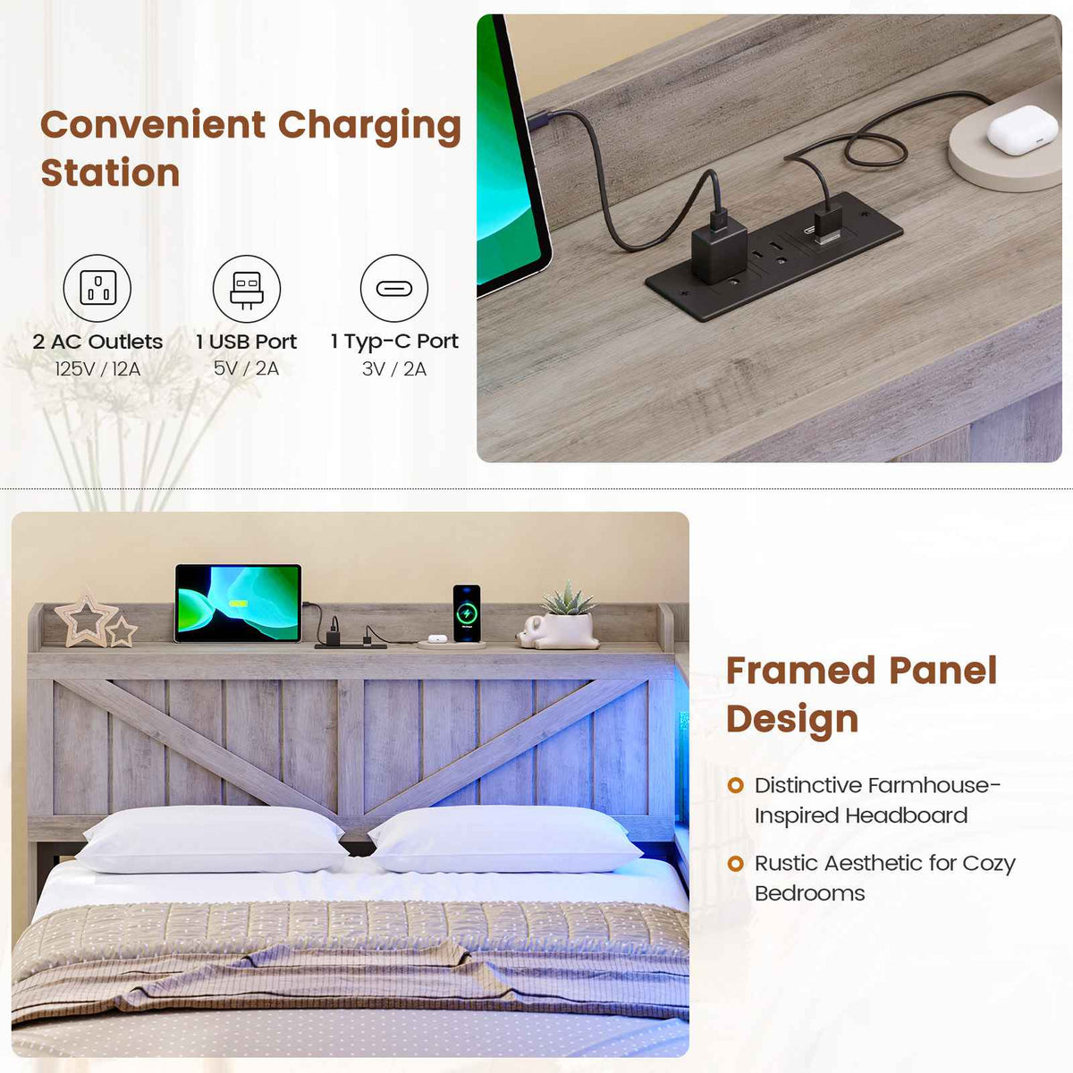 AOGLLATI Twin Corner Farmhouse Bed with 6 Drawers and Hidden Storage Daybed with Charging Station and L-Shape Top Storage 2 Bookcase