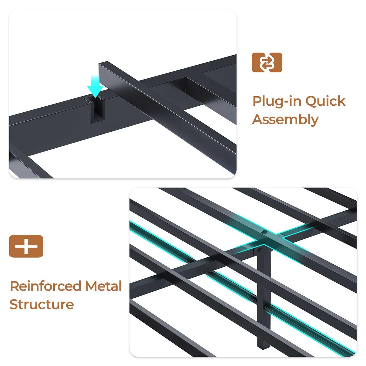 AOGLLATI Bed Frame AOGLLATI Bed Frame with Charging Station and Led Lights Grey