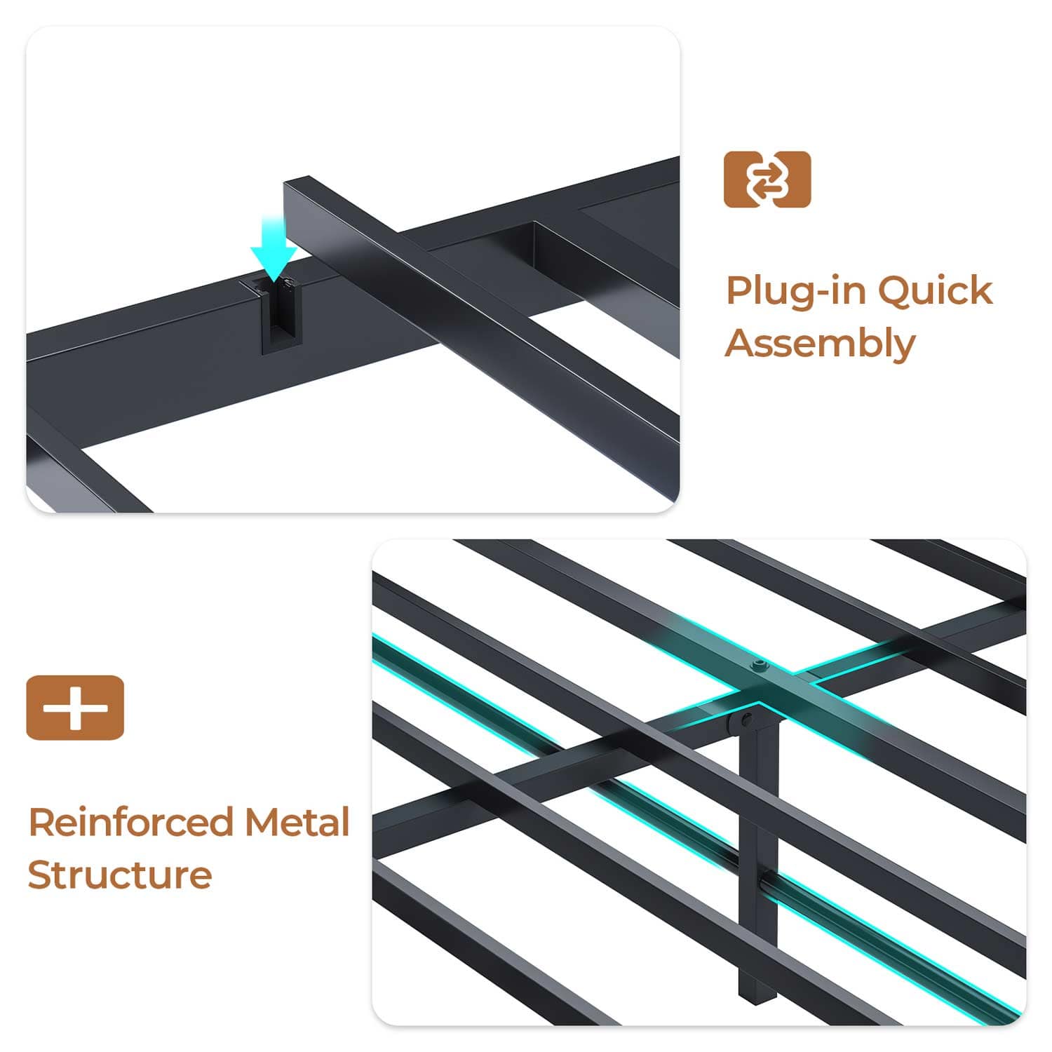 AOGLLATI Bed Frame AOGLLATI Bed Frame with Charging Station and Led Lights Grey