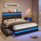 AOGLLATI Bed Frame AOGLLATI  Metal Bed Frame with Charging Station and  LED Lights Headboard & 4 Drawers