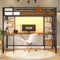 AOGLLATI Bed Frame Black / Modern / Metal AOGLLATI Metal Loft Bed Twin Size with Charging Station,LED Lights,Storage Shelves,Clothing Rail, Black