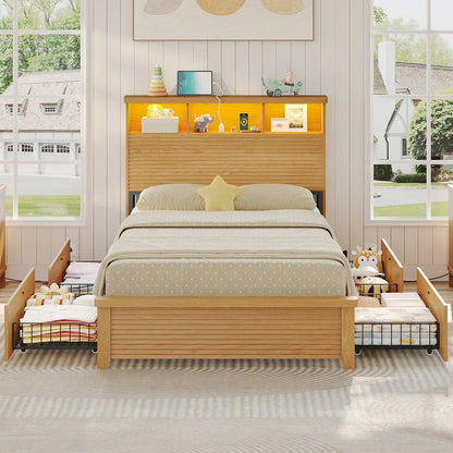AOGLLATI Bed Frame Fluted Bed Frames Wood